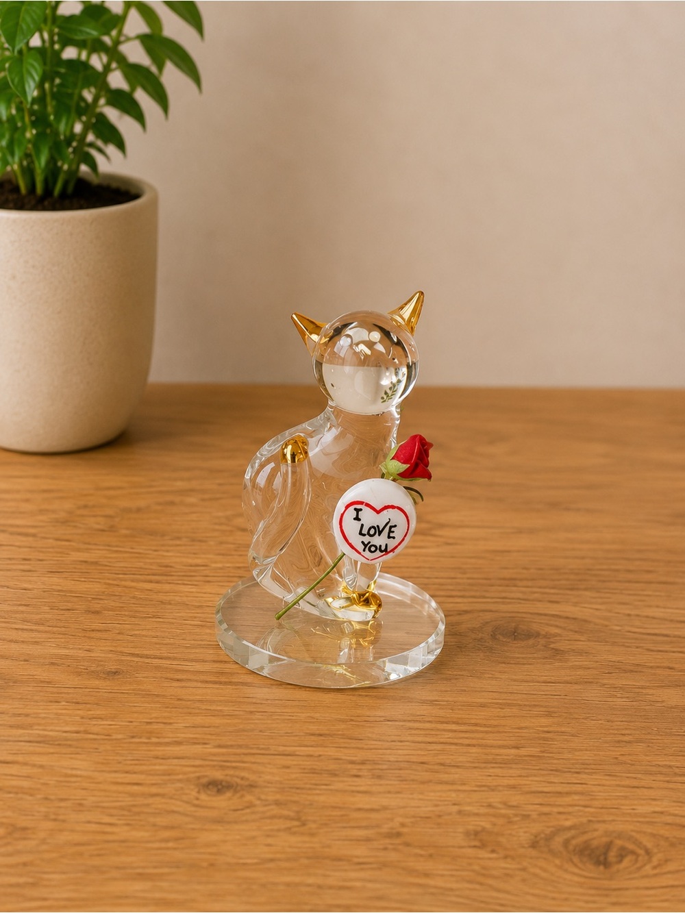 Vintage Glass Kitty Figurine